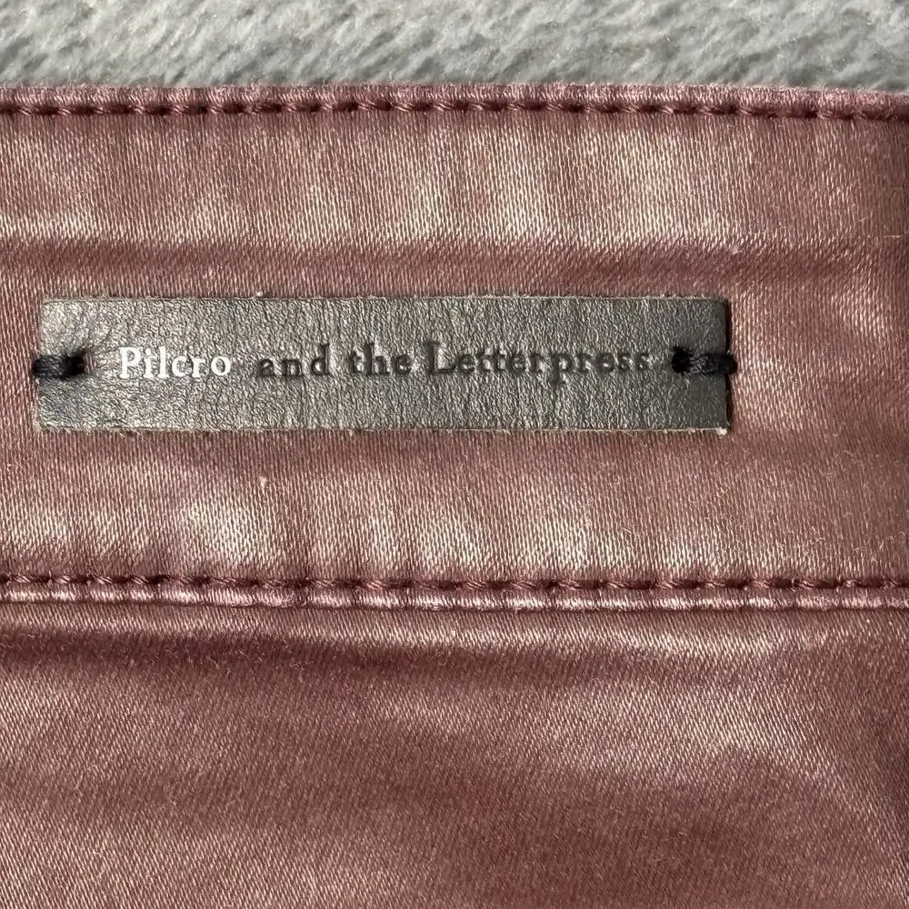 Pilcro and the‎ Letterpress Womens Pants 27 Red Wax Coated Burgundy Lace Up
